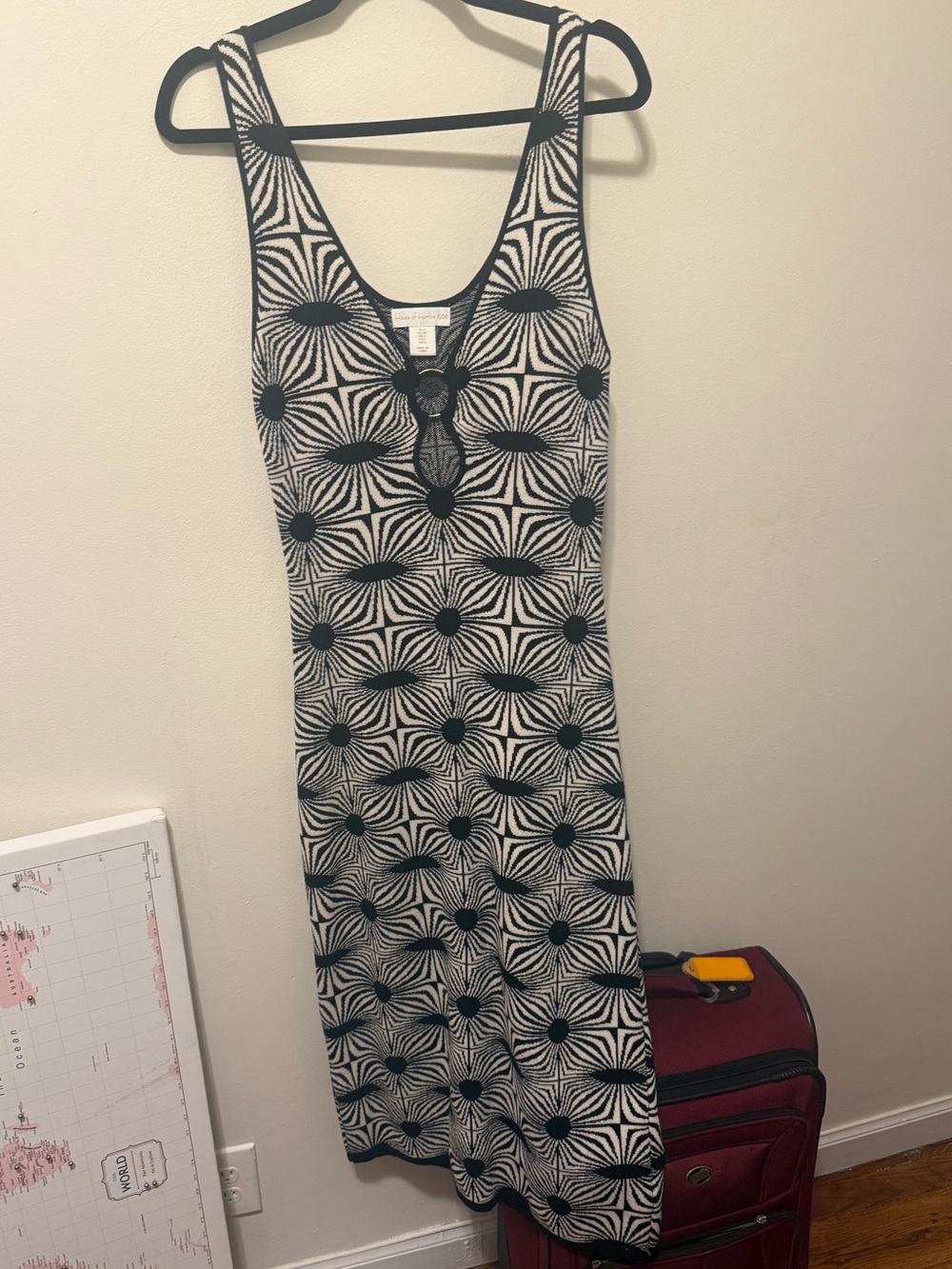 House of Harlow 1960 Black and White Geometric Knit Tank Dress